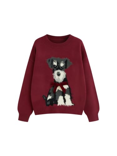 Image of CIDER Women's Cat Sweater Fun Cute Graphic Chunky Pullover Tops | Oversized, Long Sleeve, Crew Neck Sweater, Fall Winter Outfits