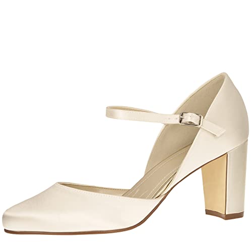 Rainbow Club Femme Yasmin Pump chaussures talon mariage escarpins satin blanc
