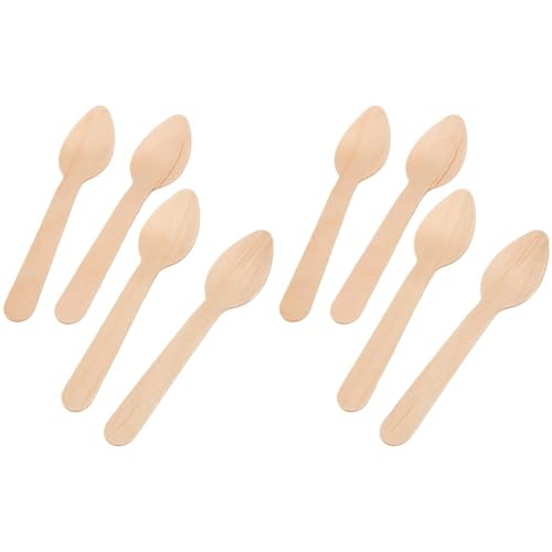 100 Unidades - Cucharillas Café 11 cm Natural Madera (Paquete de 2)