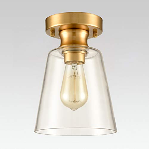Danseer Lighting Glass Shade Modern Brass Ceiling Light Flush Mount Fixture #TOP6