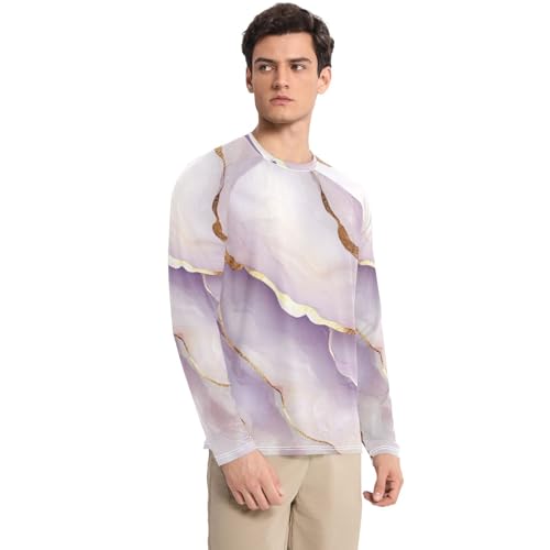 Marble White White Men's UPF 50+ Quick Drying Round Neck UV Sun Protection Long Sleeve Shirts Beach3
