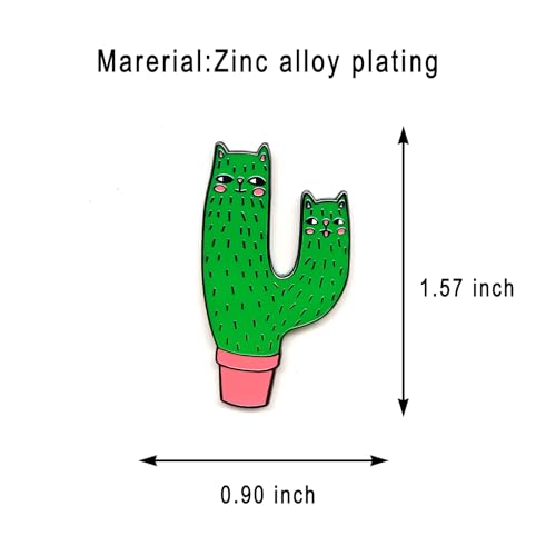 Image of Cat Head Bonsai Cactus Pin - Fun Series | Premium Enamel Pin - Statement Lapel Pin - Plated Badge for Clothing, Bags, Hats, Jackets, and Lanyards