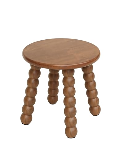 Masupu Solid Wooden Step Stool for Adults Kids, 11 inch Small Foot Stool, Non-Slip One Step Stool, Sturdy Foot Stool for Bathroom, Bedroom, Kichen, Plant Stand(Walnut Brown)