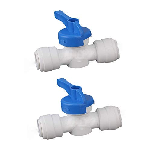 Inline Tube Tap Shut Off 1/4 size Ball Valve Quick Fitting Connection Aquarium, RO Water Filter(1/4 Flushing Valve : 2Pcs)