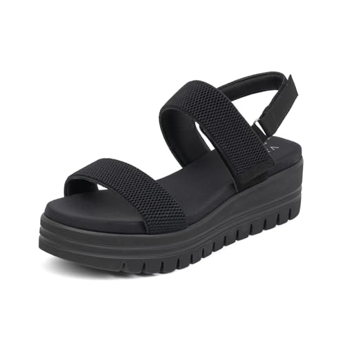 VJH confort Women's Wedge Sandals, Open Toe Ankle Strap Casual Platform Sandals