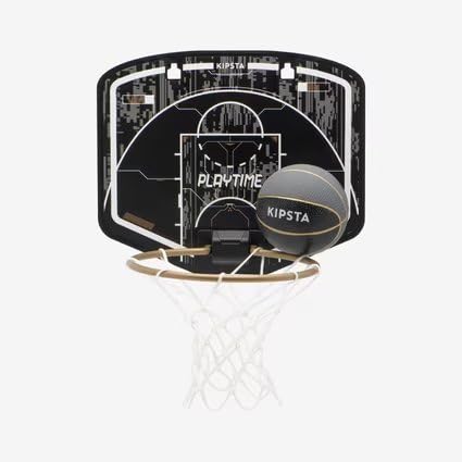 Image of JPORA Kid's Mini Basketball Hoop Include-Hoop,Net,Board Two Hanging System(Wall & Door),Mini Basketball,inflate Needle (Black /Golden)