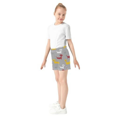 Girls Athletic Shorts Cute Dogs Gray Print Kids Casual Activewear Comfy Pajama Sleep Shorts for Summer, X-Small4