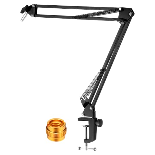 Rebower Microphone Arm with 3/8" to 5/8" Adapter Base Mount Clamp Black