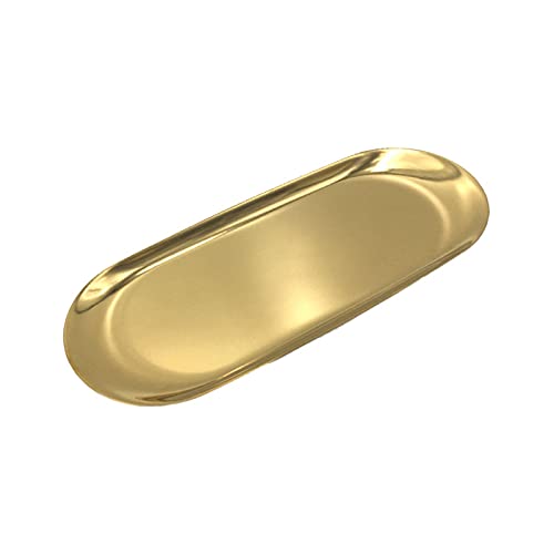 Bonbons plateau en acier inoxydable pour organisateur cosmétique et bijoux accessoires de collations plateau ovale plateau en acier vaisselle Table À Manger Ronde Blanc Set Pour 4 (A, One Size)