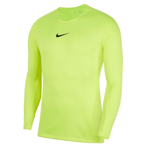 NIKE Hombre Long Sleeved t-Shirt, Volt/Black, L