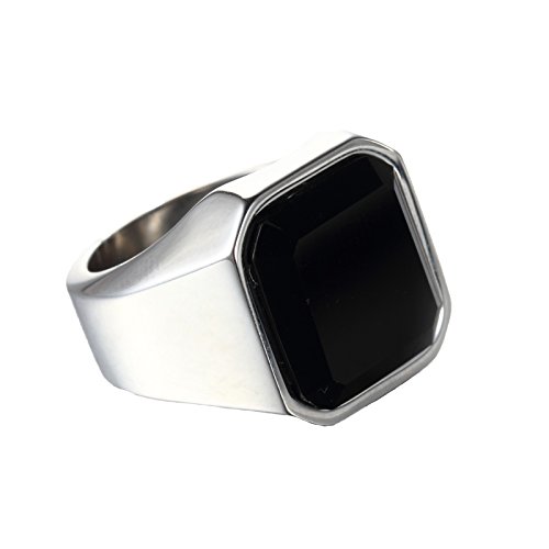 CARTER PAUL Stainless Steel Europe Hommes et en Amérique du Black Style Agate Bague en Argent, Taille 60