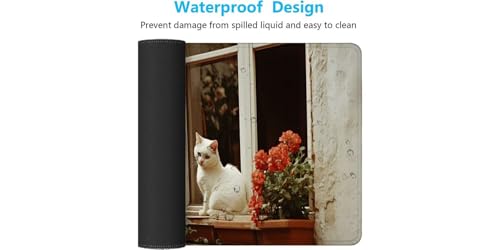 Tapis de Souris Chat Grand Format Étanche avec Bords Cousus