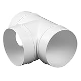 4 Inch Diameter T Joint 3 Way - Duct Splitter for Exhaust Fan Dryer - 3 Way Duct Hose Connector (4'' inch, White)