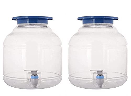 Image of 2 pcs Plastic Bottle Water Jar Dispenser with 1 Glass, Transparent Drink Bottle, Water Container