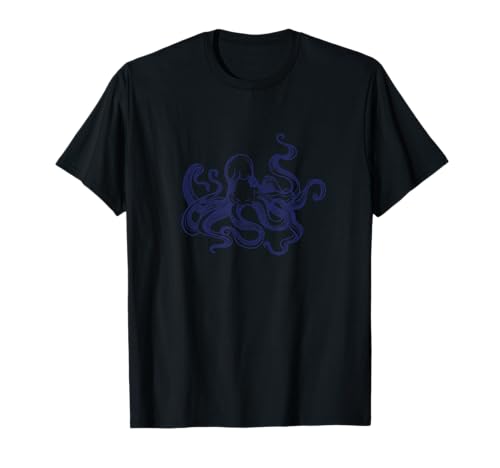 Blueprint Pulpo Simple Biología Marina Océano Mar Náutico Camiseta
