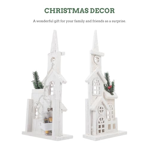 Decoración navideña pequeña de madera con luces LED para escritorios y espacios reducidos 4