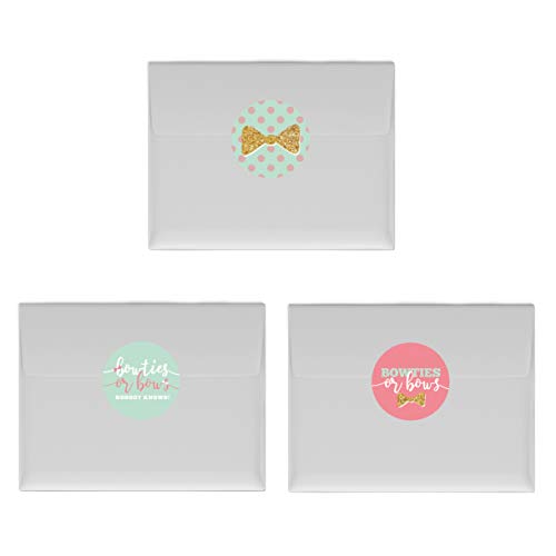 Andaz Press Chocolate Drop Labels Trio, Gender Reveal Baby Shower, Bowties Or Bows Nobody Knows!, Coral And Mint Green, 216-Pack, Fits Kisses Party Favors, Decor, Decorations #TOP2