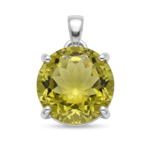 Natural 10ct Lemon Topaz 925 Solid Sterling Silver Pendant 20mm