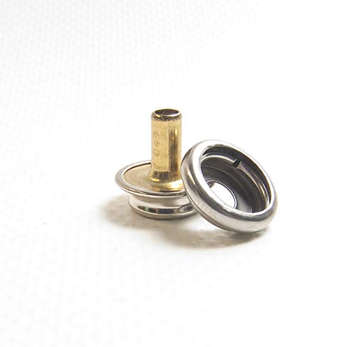 Gypsy Snap Stud w/ 11/32" Long Brass Post & Stainless Steel Socket Set (10 of Each Piece)