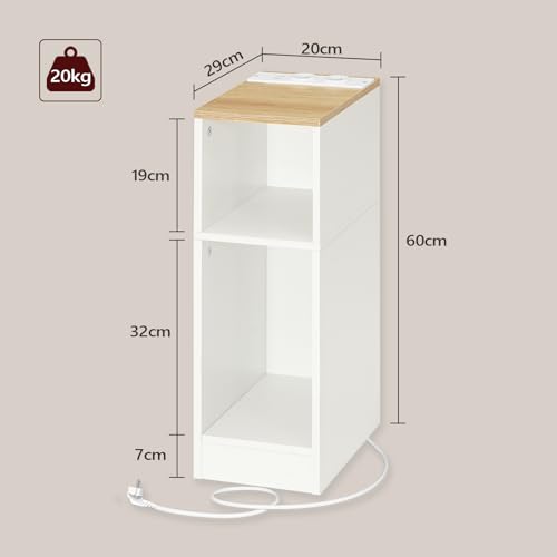 MAHANCRIS Beistelltisch mit Ladestation, Nachttisch mit Sensor-LED-Licht, Couchtisch, für Kleine Räume, Wohnzimmer, Schlafzimmer… – Ansicht 3