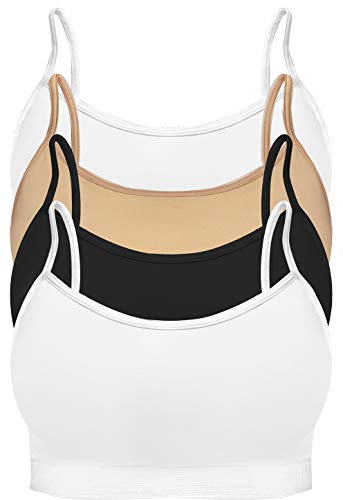 4 Pack Women's Seamless Wireless Half Cami Unpadded Bra Tops for Layering with Spaghetti Straps