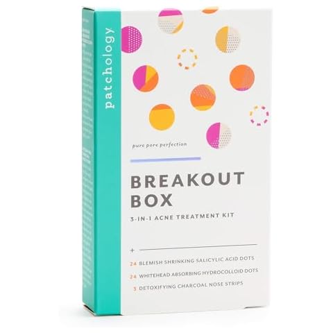 Patchology Breakout Box 3-in-1 Pimple & Acne Spots Treatment Patch Kit with 3 Nose Strips, 24 Salicylic Acid Dots, and 24 Hydrocolloid Dots - For Men and Women - Dark Spot Patches for Face Cover