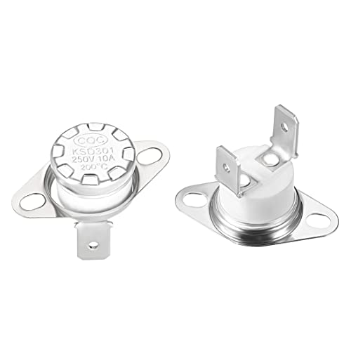 PATIKIL 200°C 10A Normalmente Chiudi NC KSD301 Termostato, 2pz Temperatura Interruttore Termico Interruttore per Elettrico