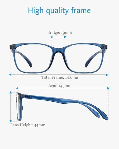 Image of ANRRI Blue Light Blocking Glasses, Anti Eyestrain Lens Lightweight Frame Eyeglasses, Blue, Men /Women