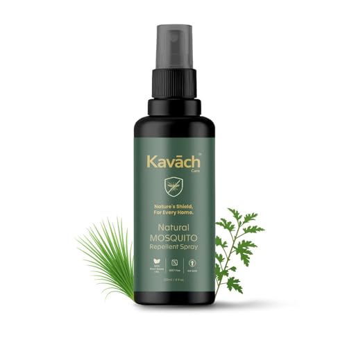 Image of Kavach Care Natural Mosquito Repellent Spray - DEET Free, Plant Based with Citronella & Lemongrass, Safe for Kids & Baby, 8 Hours Protection from Dengue & Malaria, Dermatologically Tested 120ml