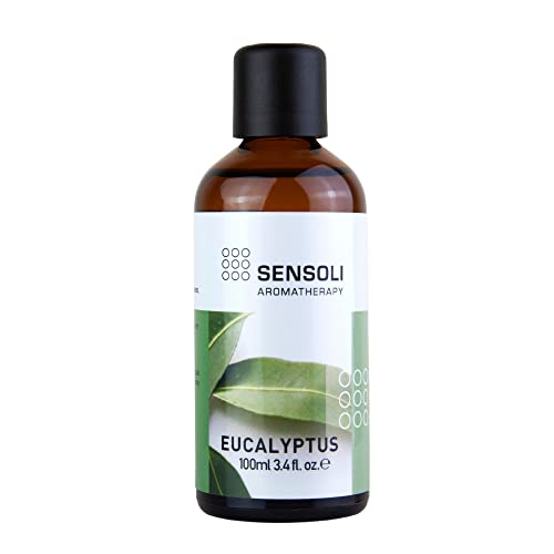 SENSOLI Eucalyptus Essential Oil 100ml 100% Pure Eucalyptus Globulus Amber Glass Dropper Bottle Aromatherapy Essential Oil for Diffusers Massage & DIY Blends