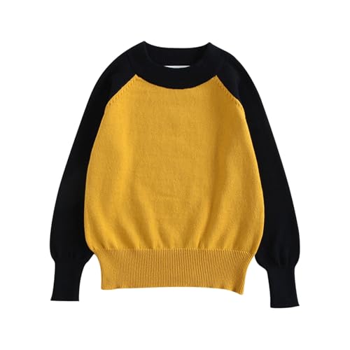 Girls Cute Knit Sweater Pullover Splice Long Sleeve Crewneck Tops Kids Casual Fall Winter Warm Sweatshirt Clothes
