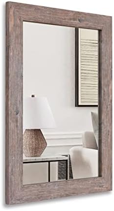 Syndra Mirrors for Wall Rectangular Farmhouse Mirror for Bedroom, Living Room, Bathroom, Entryway ,Vanity, Wall Decor Rustic Mirror Vertical Or Horizontal Hanging 20″ X 28″ Wood Color