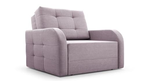 MOEBLO Kindersofa Porto 80 – Schlafsessel Sofa Sessel Jugendsofa Schlafsofa 1-Sitzer Gästebett mit Schlaffunktion und Bettkasten (BxHxT): 101x90x100 cm (Hellrosa)