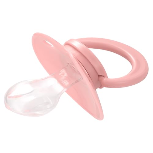 Image of Adult Sized Pacifier Bigshield : Replacement Silicone Paci Big Teat for Anxiety Release - Orthodontic Binky Taken Apart and Re-Assembled Pink