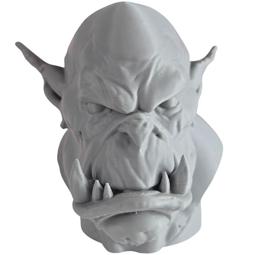 Orc Bust Sculpture – Fantasy Monster Head Figurine for Display, Painting, or RPG Inspiration – Grim Orc Decor Model – 3D Printed in Canada - Image 3
