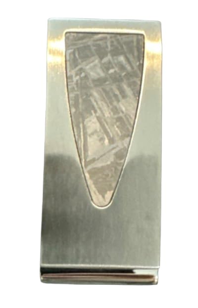 Authentic Muonionalusta Meteorite Money Clip - 4.5 Billion Year Old Iron-Nickel Cosmic Accessory with Widmanstätten Pattern in Stainless Steel