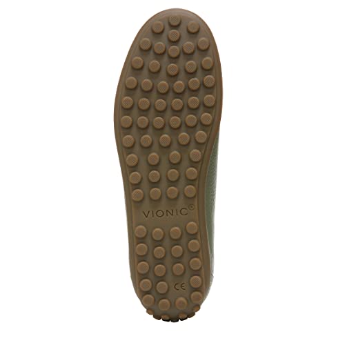 Vionic Women's Pearl Elora Classic Loafer Leather Flats- Supportive Ladies Slip On Shoes That Include Three-Zone Comfort With Orthotic Insole Arch Support, Medium Fit Army Green 7.5 Medium Us #TOP3