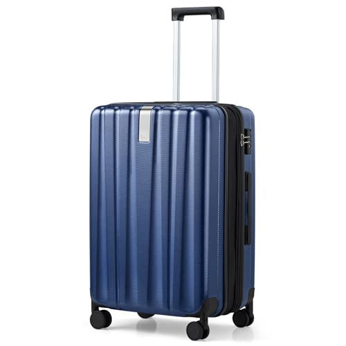 Image of Hanke 24 Inch Expandable Checked Luggage Lightweight PC Hard Case Luggage Suitcases with Wheels Travel Luggage Rolling Large Suitcase Travel Luggage Bag for Go to University.(Dark Blue)