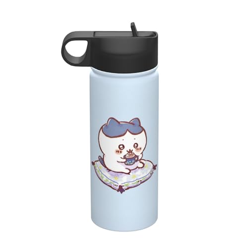 ステンレスカップ ちいかわ ハチワレ コーヒーカップ 車用 タンブラー かわいい 大容量 保温 保冷 真空断熱 蓋付き 水筒 ウォーターボトル 取っ手付き 持ち運びやすい スポーツ アウトドア オフィス 家庭用 車用 男女兼用 誕生日プレゼント 500ml