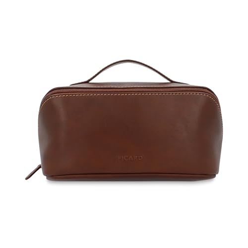 Trousse de toilette Picard Luis 7216636094 marron en cuir de vachette véritable 13x24x13 cm