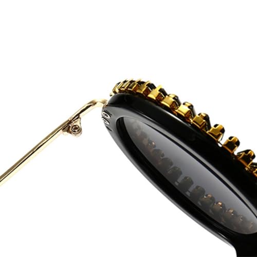 Popular Diamond Sunglasses for Women Men Fashion Rhinestone Round Punk Retro Uv4002