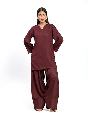 Image of Womens Rayon Solid Straight Kurta Farshi Salwar Set