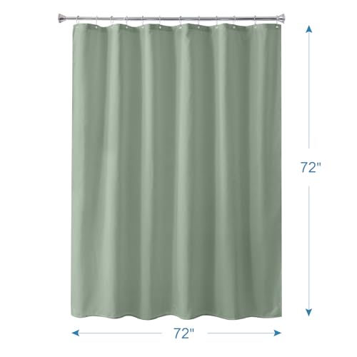Image of Amazer Sage Green Shower Liner Cloth Waterproof, Soft Sage Green Shower Curtain Liner Fabric with Weighted Stones, Washable Shower Curtain and Liner 2-in-1, 12 Grommet Holes, 72 x 72 Inches