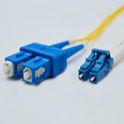 Image of FiberCablesDirect OS2 Single-Mode Fiber Patch Cable | Length Options: 0.5M-300M | LC to SC | 9M (29.53ft) | Duplex 9 /125m | 1G /10G SFP & 10GBASE Compatible | Yellow OFNR PVC
