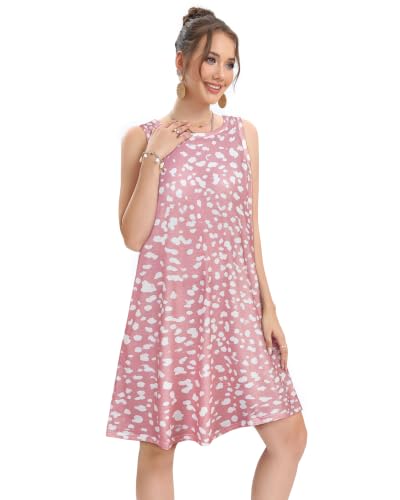 Image of elescat Women's Summer Dresses Casual Sleeveless Loose Sundress with Pocket