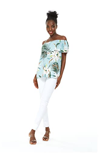 Image of Wispy Cereus Light Blue Family Matching Hawaiian Clothes | Family Matching Outfits • Soft Rayon Fabric • Tropical Floral Print • Vacation Ready • Luau Party Wear