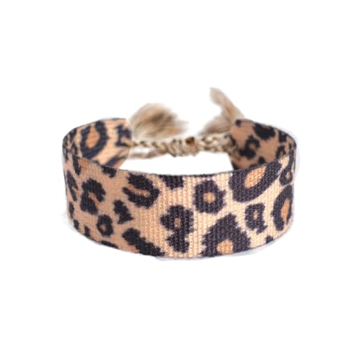 SHTGOI Bracelet tissé 1 pièce Bracelet d'amitié brodé Bracelet en tissu avec une fermeture à nœud coulissant Bracelet tissé à la main pour femme, homme...