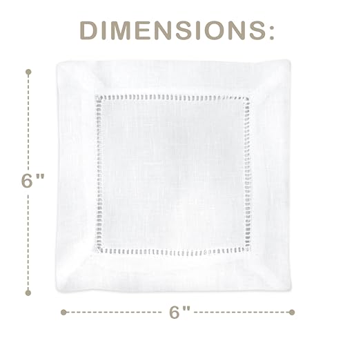 Servilletas De Cocktail De Lino Blanco 6x6 Pulgadas Pack 12 miniatura 4