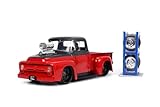 Jada Toys Just Trucks 1:24 1956 Ford F-100 Pickup Truck Red/Dark Gray with Tire Rack