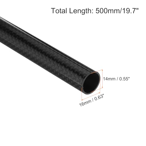 QUARKZMAN 4 Stücke Kohlefaserrohre 14 x 16 x 500mm Leinwandbindung Glänzende Oberfläche Stab 3K Rollgewickelte Kohlenstoff-Rundrohre für RC-Flugzeug Quadcopter Multicopter